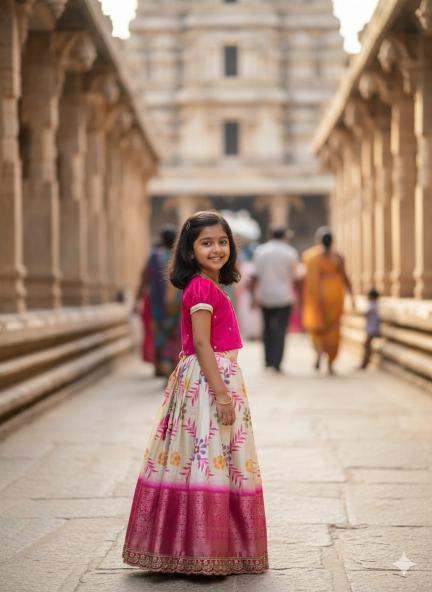 Coconut Kids Taffeta Silk Pink Wholesale kids lehenga manufacturer in Vadodara